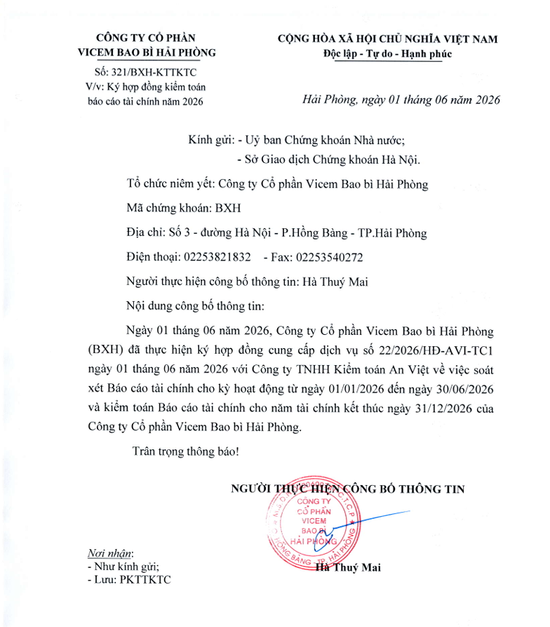Ký hợp đồng kiểm toán 2026